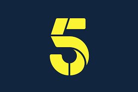 A bold, stylized yellow number 5 is centered on a dark blue background.