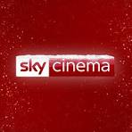 The Sky Cinema logo appears in white and red text on a red background with a subtle sparkling effect.